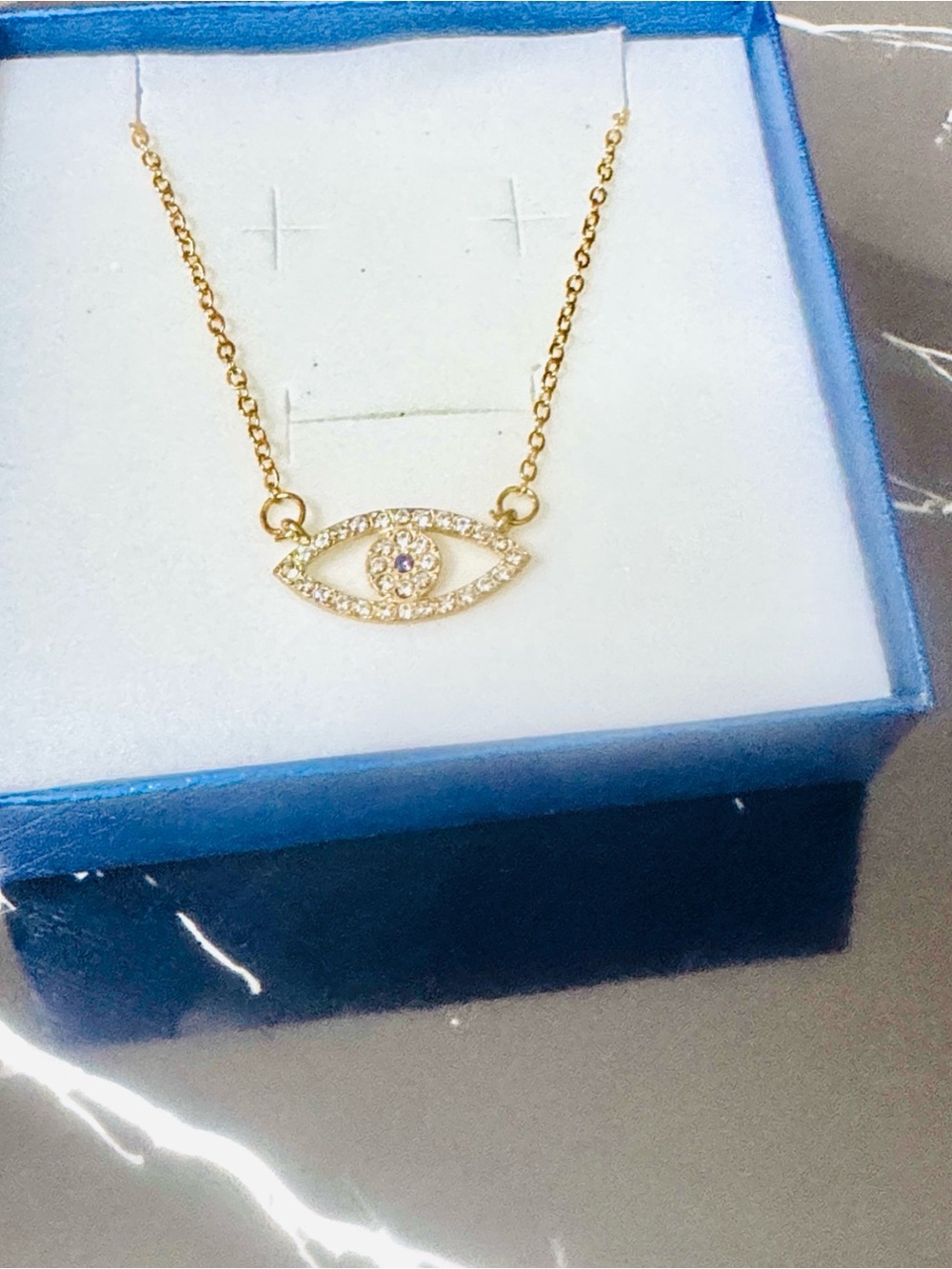 Gold Evil Eye CZ Pendant Necklace for Women